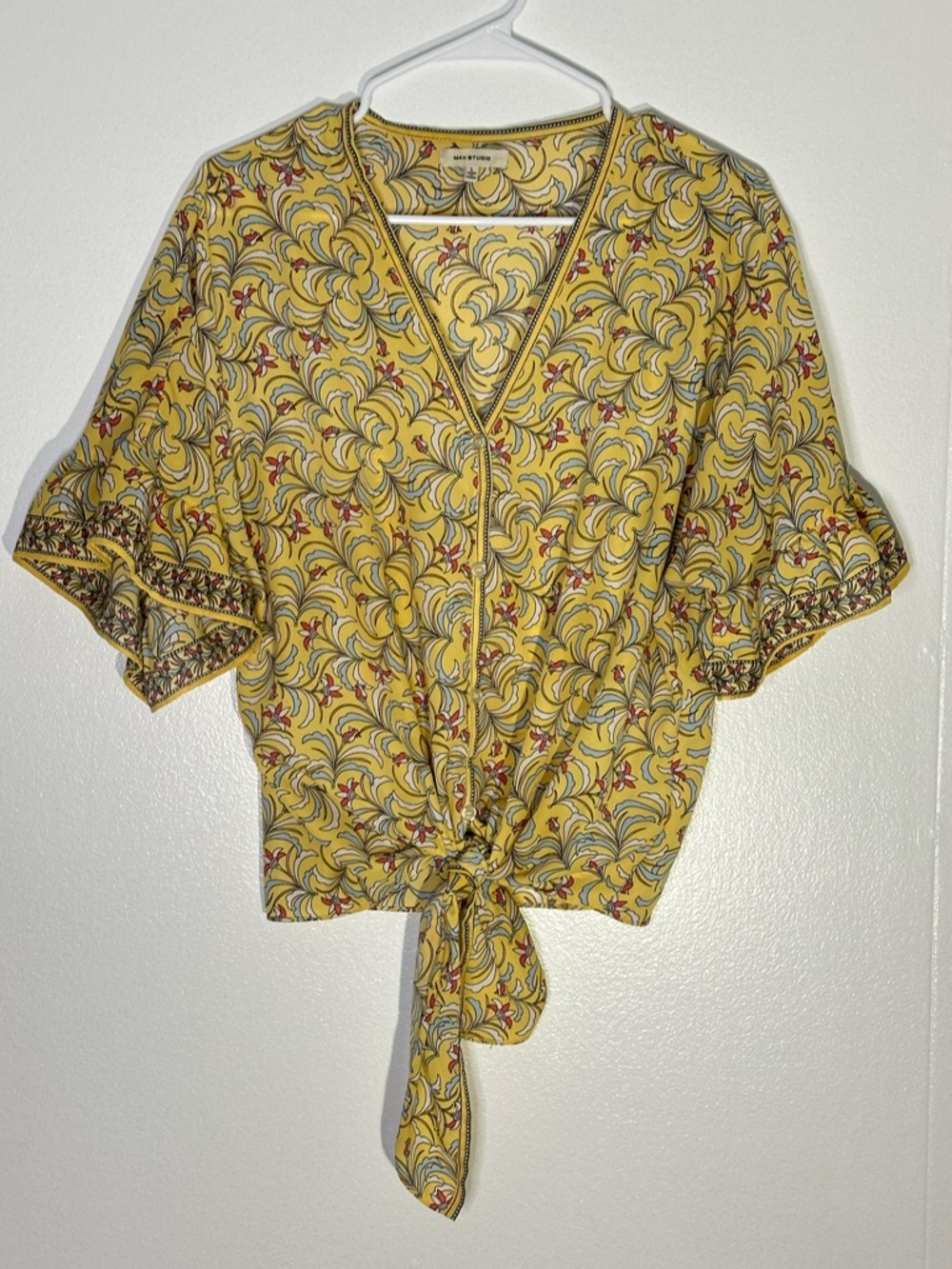 Max Studio Tie Front Top Blouse Size Large